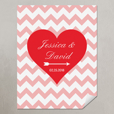 Heart Pink Chevron Personalised Poster Print, Small 8.5