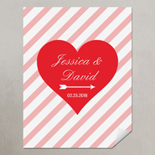 Heart Pink Stripes Personalised Poster Print, Small 8.5
