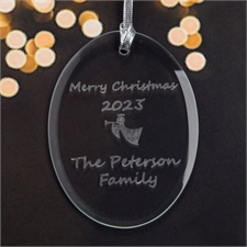 Personalised Laser Etched Angel Horn Glass Ornament