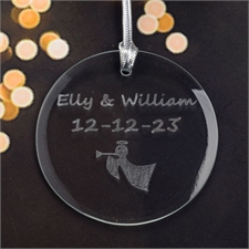 Personalised Engraving Angel Horn Round Glass Ornament