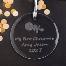 Personalised Engraving Baby Rattle Round Glass Ornament