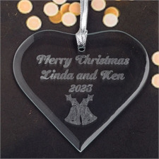 Personalised Engraved Bells Heart Shaped Ornament