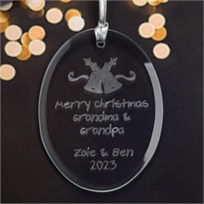 Personalised Laser Etched Bells Glass Ornament