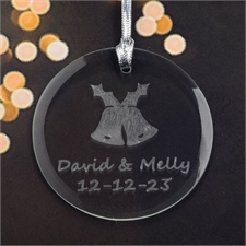 Personalised Engraving Bells Round Glass Ornament