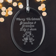 Personalised Laser Etched Candy Cane Glass Ornament