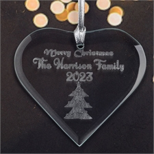 Personalised Engraved Christmas Tree Heart Shaped Ornament
