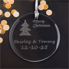 Personalised Engraving Christmas Tree Round Glass Ornament