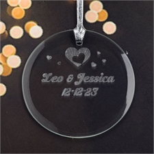 Personalised Engraving Hearts Of Love Round Glass Ornament
