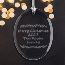 Personalised Laser Etched Holly Glass Ornament