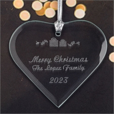 Personalised Engraved Christmas Present Heart Shaped Ornament