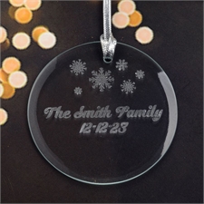 Personalised Engraving Little Snowflake Round Glass Ornament