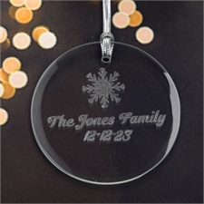 Personalised Engraving Snowflake Round Glass Ornament