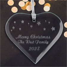 Personalised Engraved Stars Heart Shaped Ornament