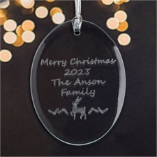 Personalised Laser Etched Reindeer Glass Ornament