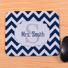 Personalised Navy And Grey Chevron Mouse Pad