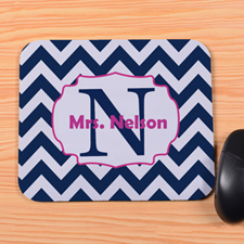 Personalised Navy And Pink Chevron Mouse Pad