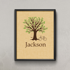 Family Oak Tree With Bike & Swing Personalised Poster Print, Small 8.5