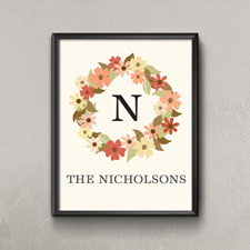 Fall Floral Wreath Personalised Poster Print, Small 8.5