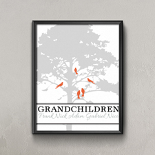 Grey Family Tree Five Birds Personalised Poster Print, Small 8.5