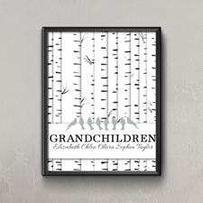 Family Tree Eight Grey Birds Personalised Poster Print, Small 8.5