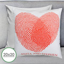 Heart Fingerprint Personalised Large Pillow Cushion Cover 20