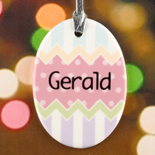 Chocolate Dots Chevron Personalised Easter Egg Ceramic Ornament