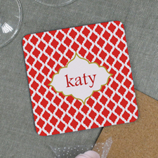 Christmas Red Personalised Cork Coaster
