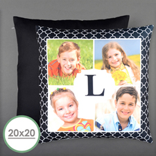 Initial Four Collage Personalised Photo Large Pillow Cushion Cover 20
