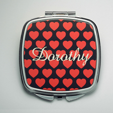 Personalised Many Hearts Compact Make Up Mirror