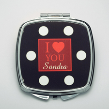 Personalised I Love You Compact Make Up Mirror