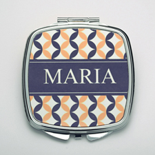 Personalised Navy & Pink Compact Make Up Mirror