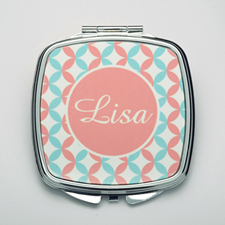 Personalised Lime & Fuchsia Compact Make Up Mirror