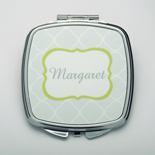 Personalised Grey Quatrefoil Compact Make Up Mirror