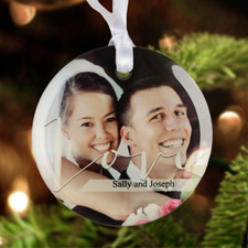 Love Personalised Photo Glass Ornament Round 3