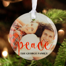 Peace Personalised Photo Glass Ornament Round 3