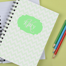 Personalised Pastel Lime Chevron Notebook