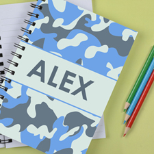 Personalised Camo Blue Notebook