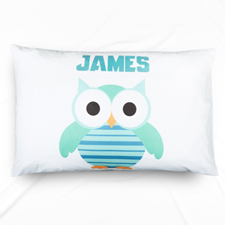 Peacock Owl Personalised Name Pillowcase