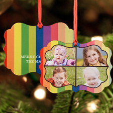 Colourful Stripes Personalised Metal Ornament Ornate 3