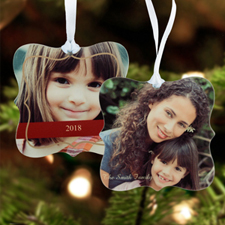Happy Holiday Personalised Photo Metal Ornament Ornate 3