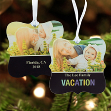 holiday Memory Personalised Photo Metal Ornament Ornate 3