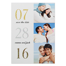 Glitter Collage For Two Personalised Photo Wedding Announcement Cards