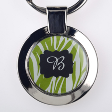 Lime Animal Print Personalised Round Metal Keychain (Small)