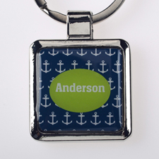 Anchor Personalised Square Metal Keychain (Small)