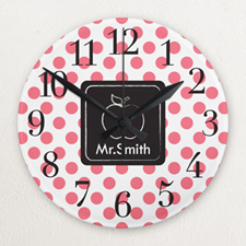 Polka Dot Personalised Frameless Wall Clock For Teacher Custom Printed