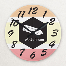 Stripe Personalised Frameless Wall Clock For Teacher Custom Printed