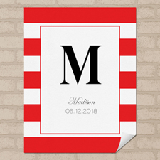 Red Stripe Personalised Name Poster Print Small 8.5