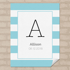 Blue Stripe Personalised Name Poster Print Small 8.5