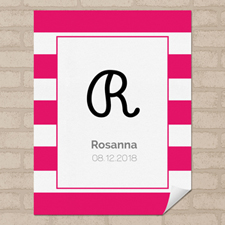 Hot Pink Stripe Personalised Name Poster Print Small 8.5