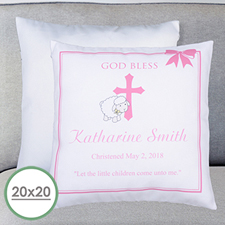 Girl Christening Personalised Large Pillow Cushion Cover 20